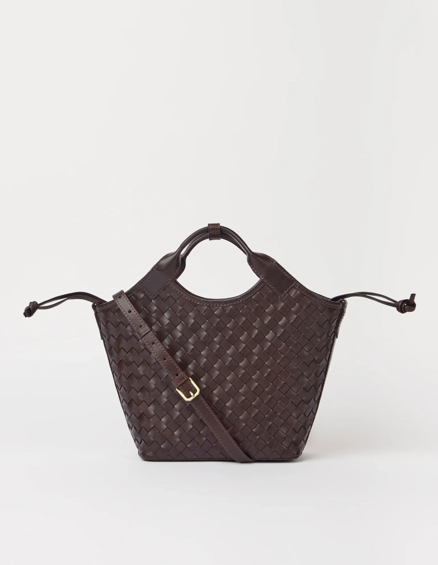 Image of Mara Midi - Chocolate Woven Classic Leather