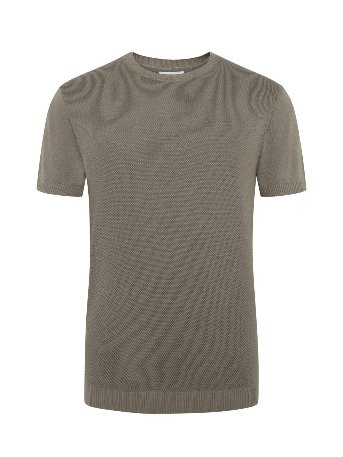 Knitted cotton T-shirt with crew neck