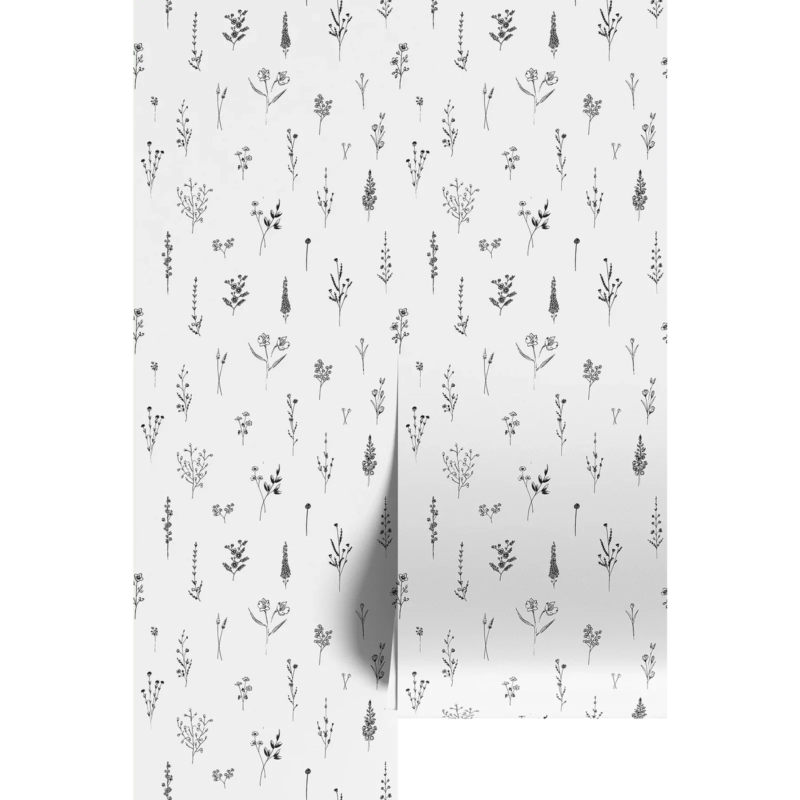 Image of Minimalist Black and White Wild Flower Print