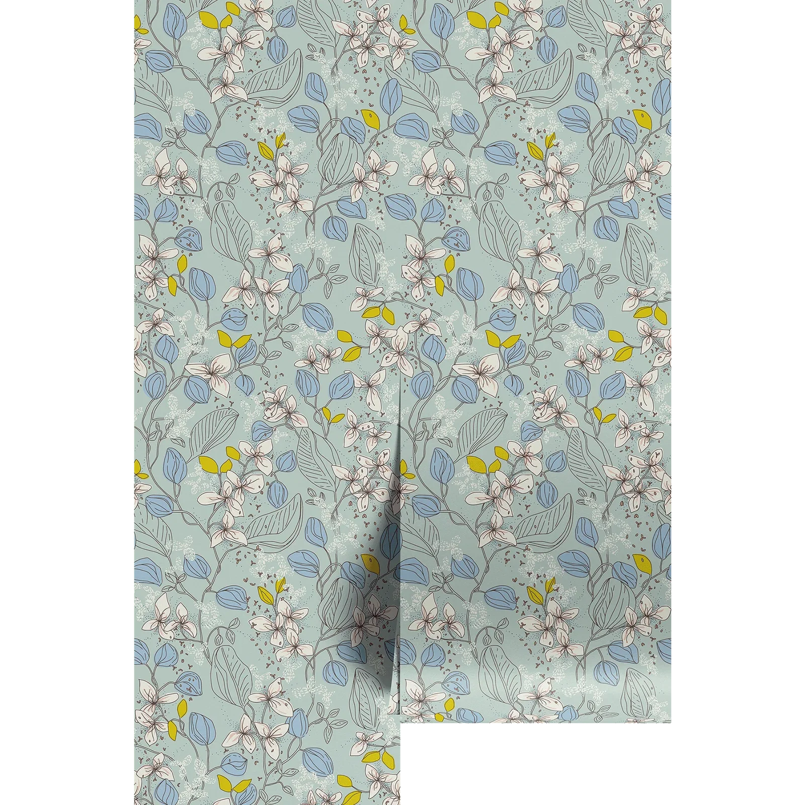 Image of Aqua Blue And White Floral Pattern