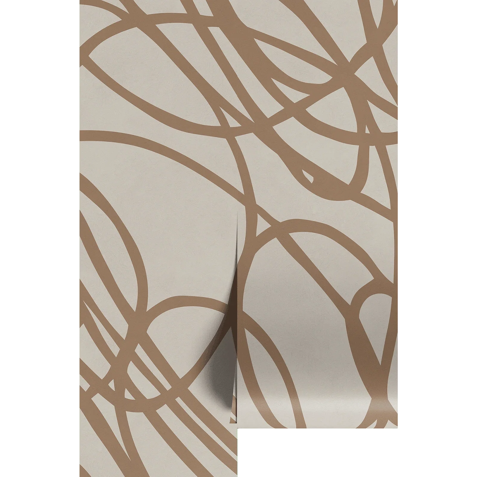 Image of Tan and Brown Abstract Scribble Wall Mural