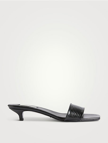 Slim Lizard-Embossed Leather Mules