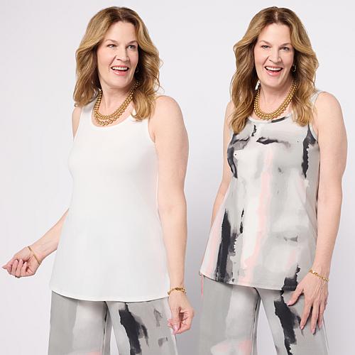 Nina Leonard 2-pack Jersey Knit Scoop-Neck Tanks