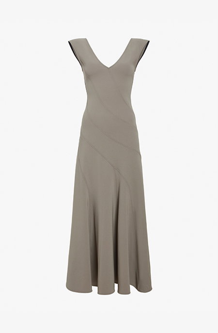 Romana Dress in Matte Double Crepe in Wood