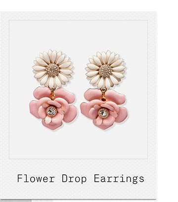 Enamel Mixed Flower Drop Earrings