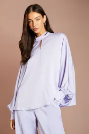 Satin Batwing Sleeve Shirt