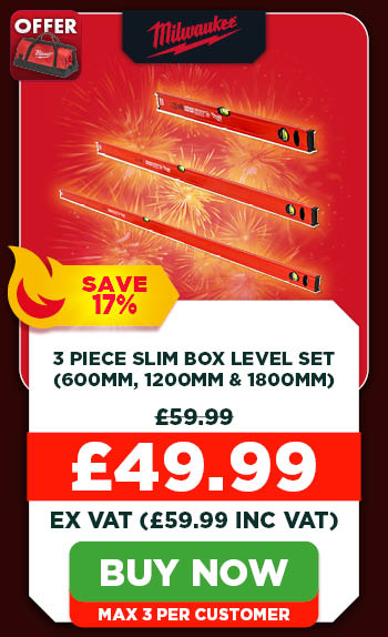 Milwaukee 3 Piece Slim Box Level Set (600mm, 1200mm & 1800mm)
