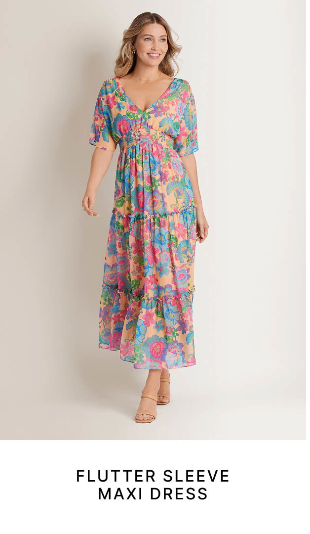 Flutter Sleeve Maxi Dress