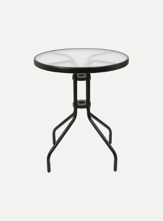 Sussex Round Glass Top Garden Dining Table - 60cm x 70cm - Black