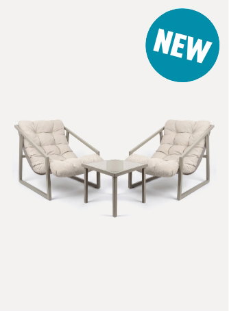3 Piece Padded Patio Bistro Set - Beige