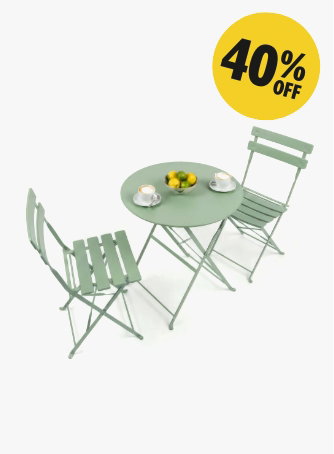 Sage Green Two-Seater Round Bistro Set