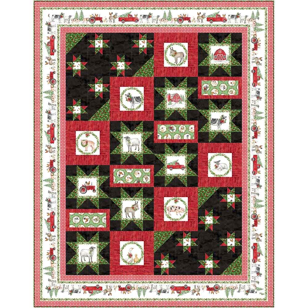Image of Barnyard Christmas - Panel Quilt Kit WITH FREE BOOK PANEL