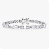 Shy Creation Diamond 1 1/2ctw. Baguette Tennis Bracelet in 14k White Gold