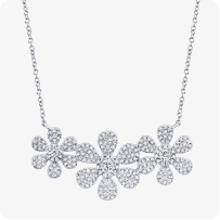 Shy Creation 0.62 ctw Diamond Flower Necklace in 14k White Gold