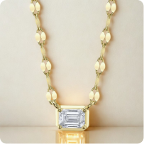 Shy Creation Emerald-Cut .20ct. Diamond Fashion Necklace in 14k Yellow Gold