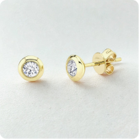 Shy Creation Diamond 2/5ctw. Bezel Stud Earrings in 14k Yellow Gold
