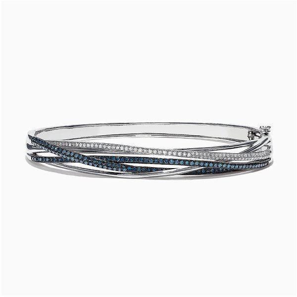 Bella Bleu 14K White Gold Blue and White Diamond Bangle, 1.17 TCW