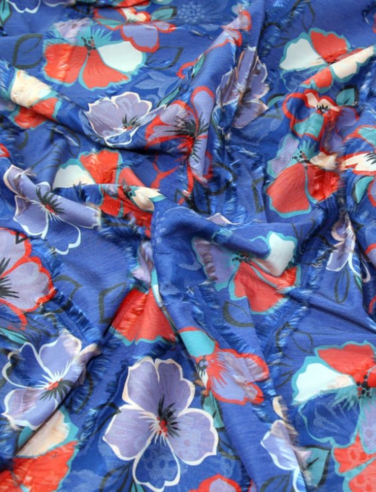 Deadstock Textured Suiting Fabric Blue & Orange