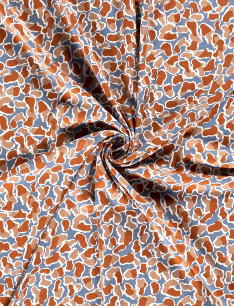 Stretch Woven Linen Look Viscose Fabric Rust