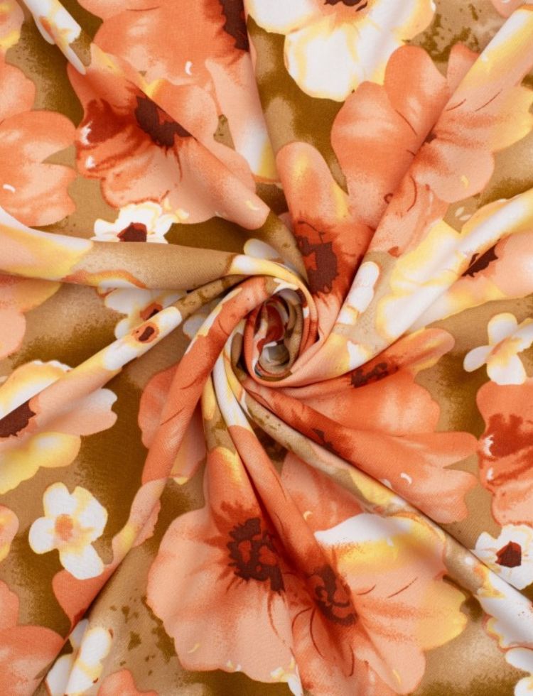 Deadstock Viscose Challis Fabric Rust