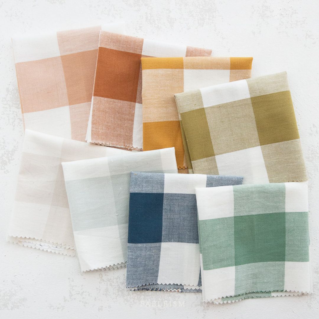 Fableism Camp Ginghams Large Check Yarn Dyed Woven Cotton Fabric Eucalyptus