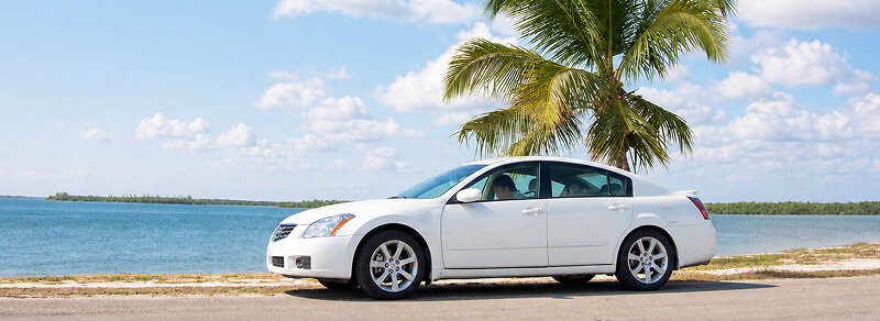 Car beside the beach