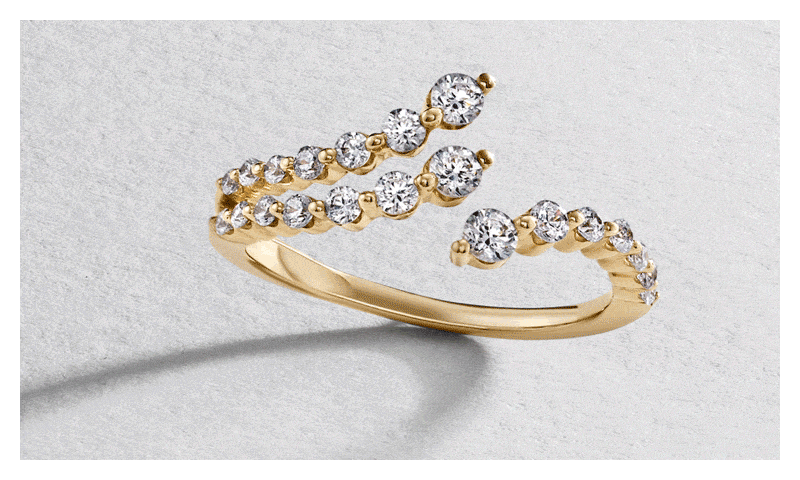 GIF featuring yellow gold and white gold jewellery with graduating diamonds.