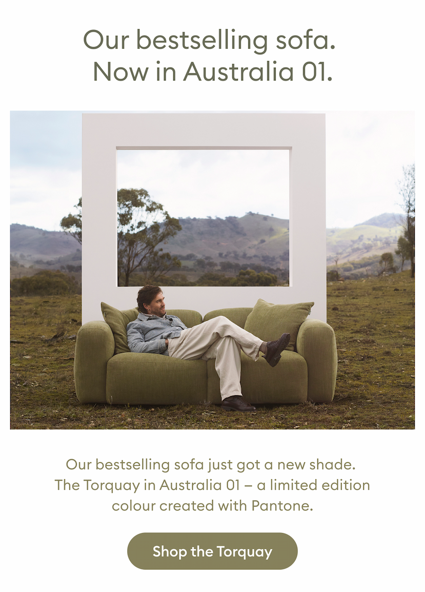 Torquay Modular Sofa in Australia 01, a limited-edition Pantone colourway. Discover the bestselling modular sofa in its newest exclusive shade. Shop the Torquay.