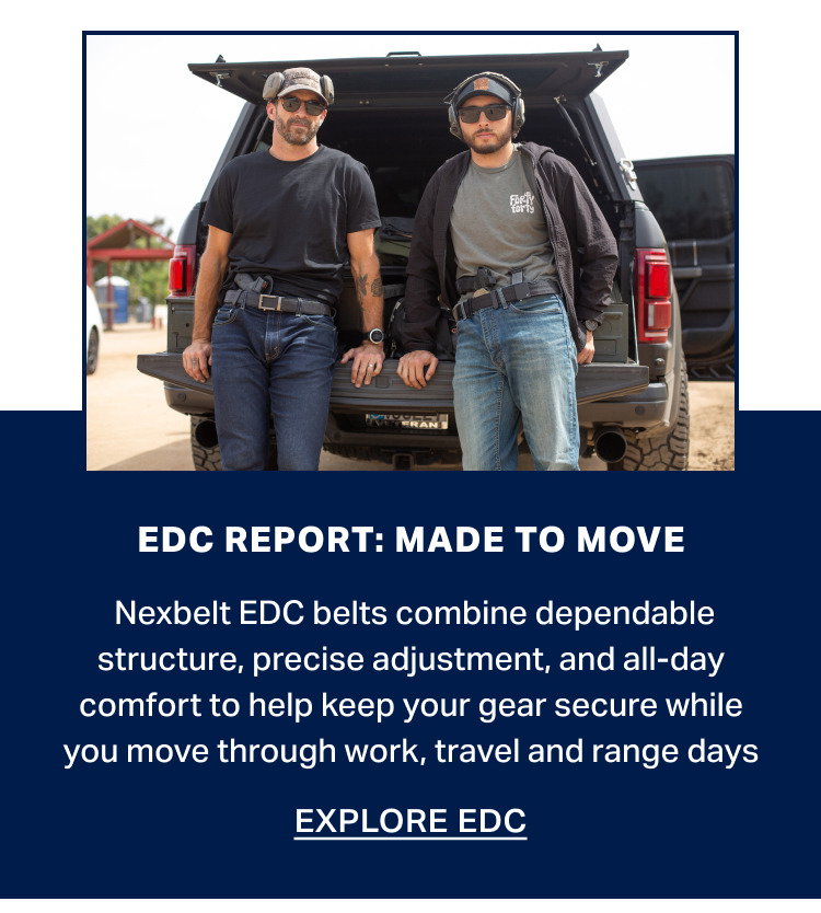  Nexbelt EDC belts combine dependable structure, precise adjustment, and all-day comfort to help keep your gear secure while you move through work, travel and range days