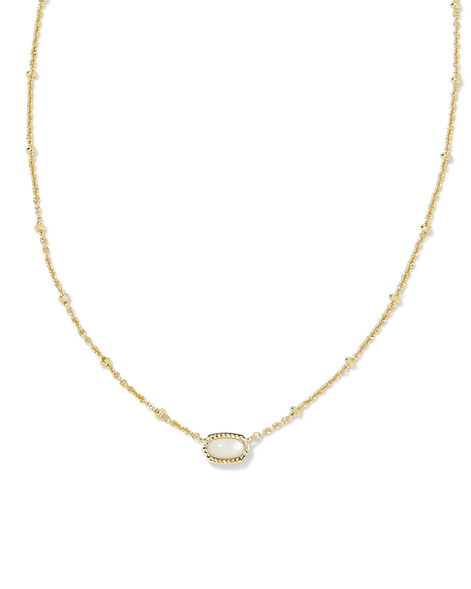 Image of Kendra Scott Mini Elisa Gold Satellite Short Pendant Necklace in Ivory Mother-of-Pearl | Mother Of Pearl