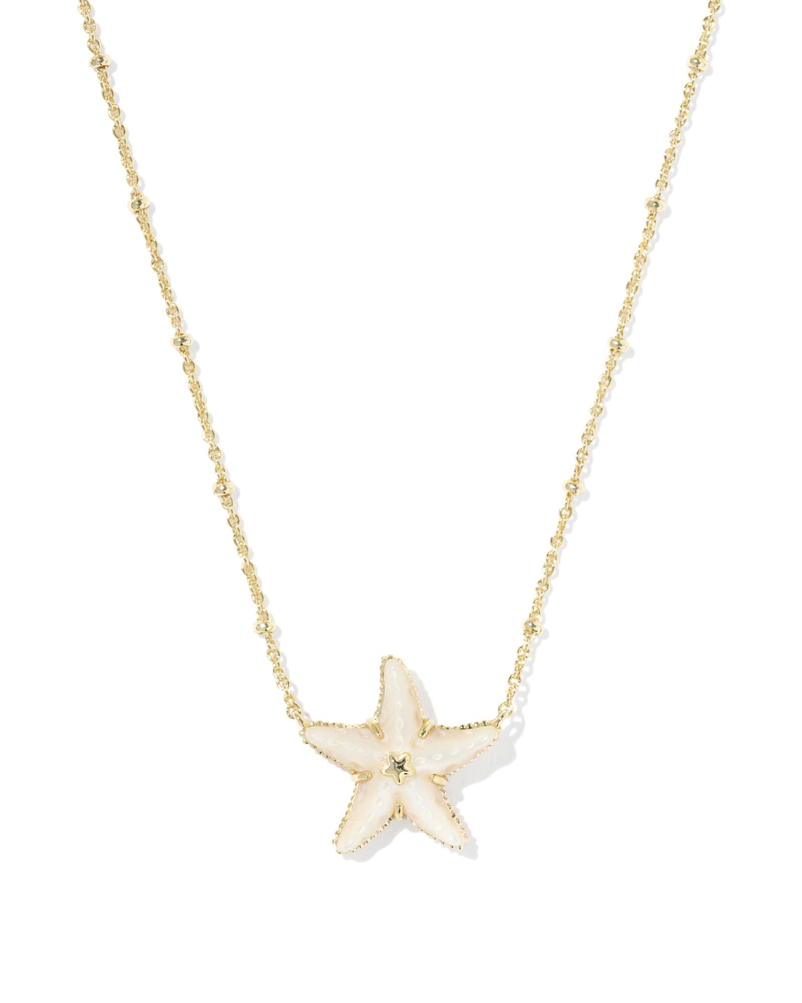Image of Kendra Scott Parker Starfish Gold Short Pendant Necklace | Mother Of Pearl