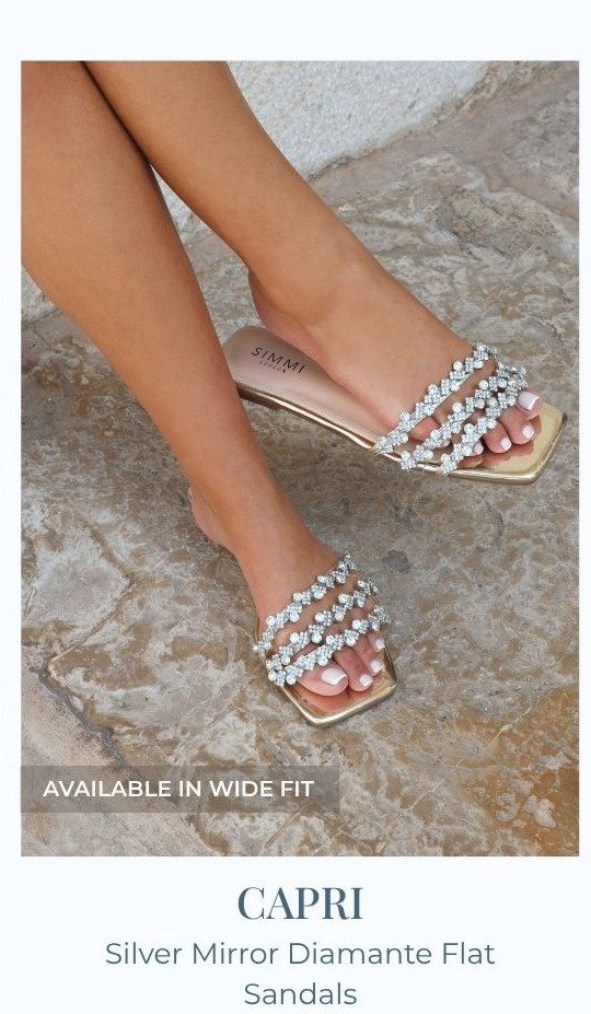 capri silver diamante heels 