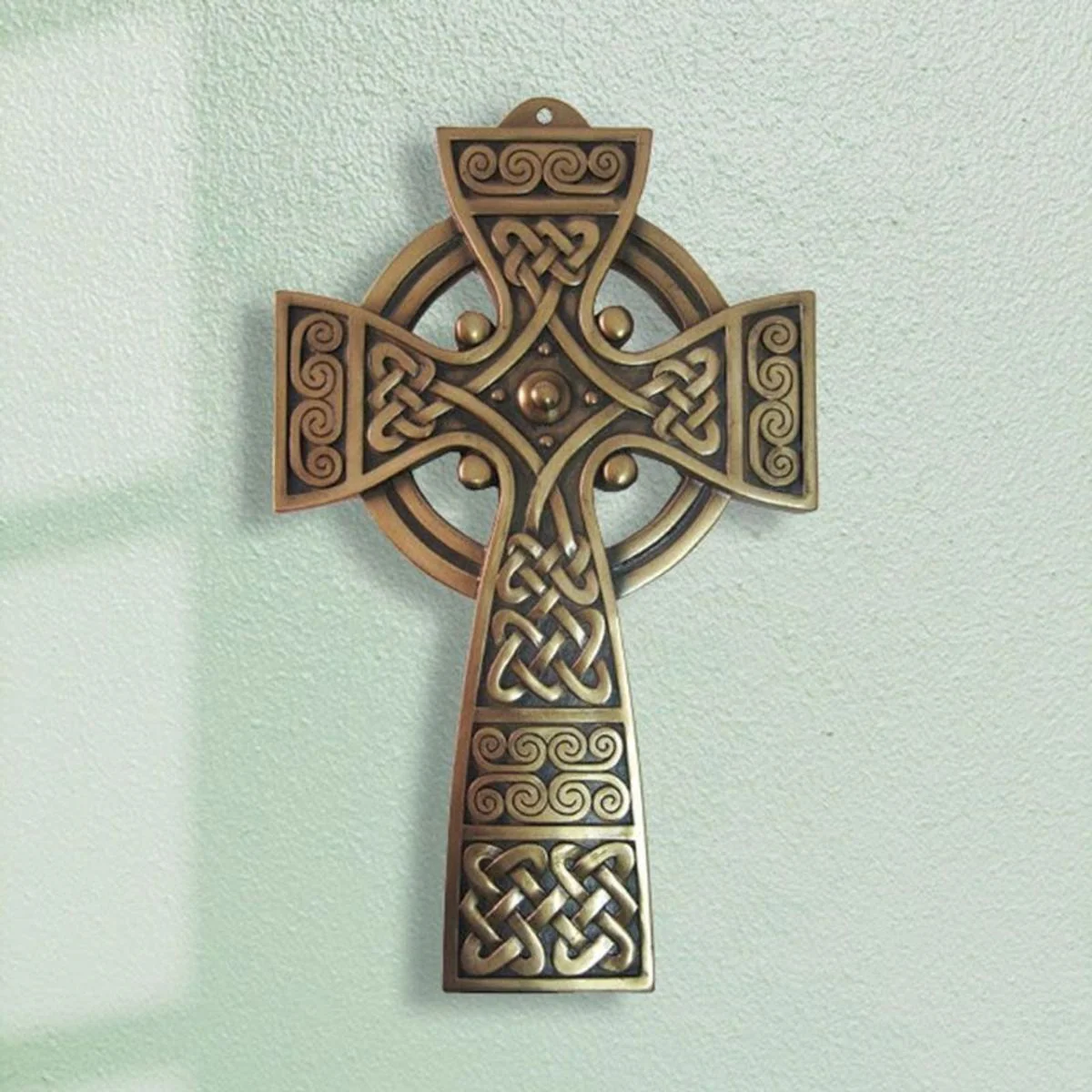 Image of Traditional Celtic High Cross Bronze Wall Plaque