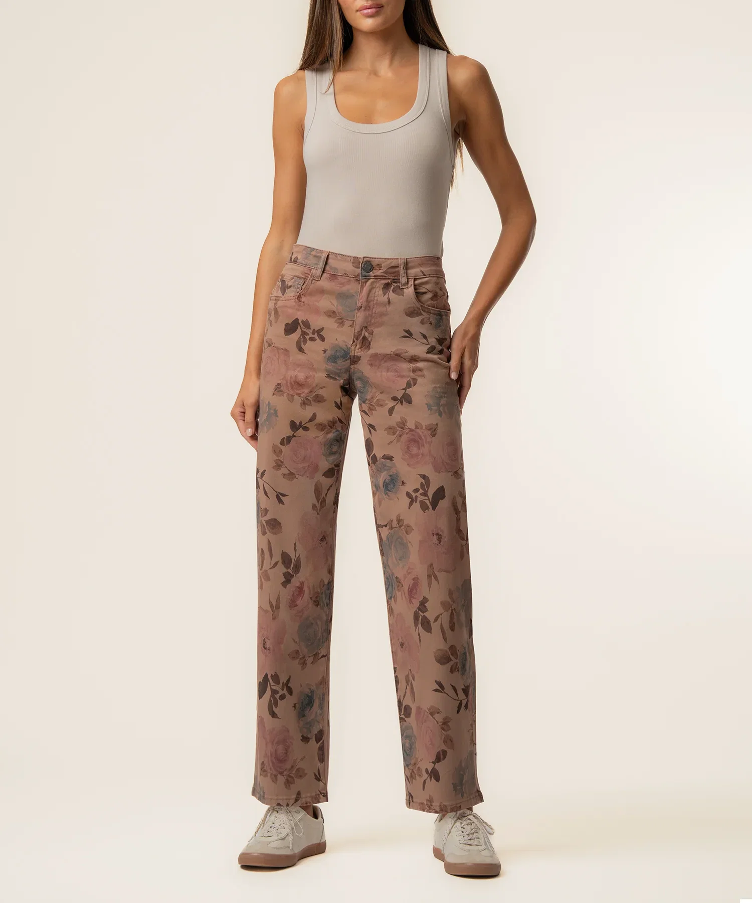 Image of Charlotte Twill High Rise Wide Leg, Petite in Mauve
