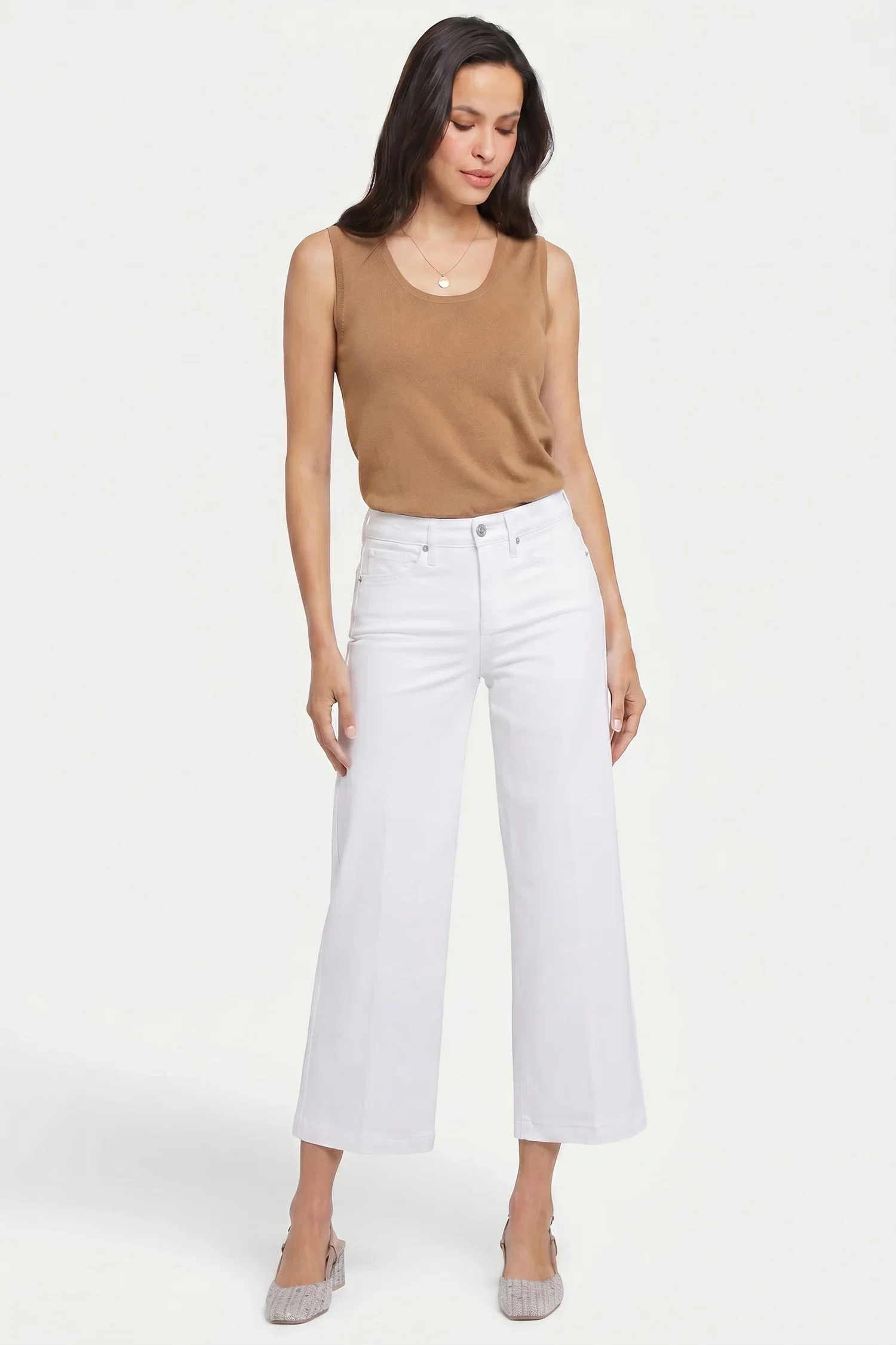 Image of Teresa Wide Leg Ankle Jeans - Optic White