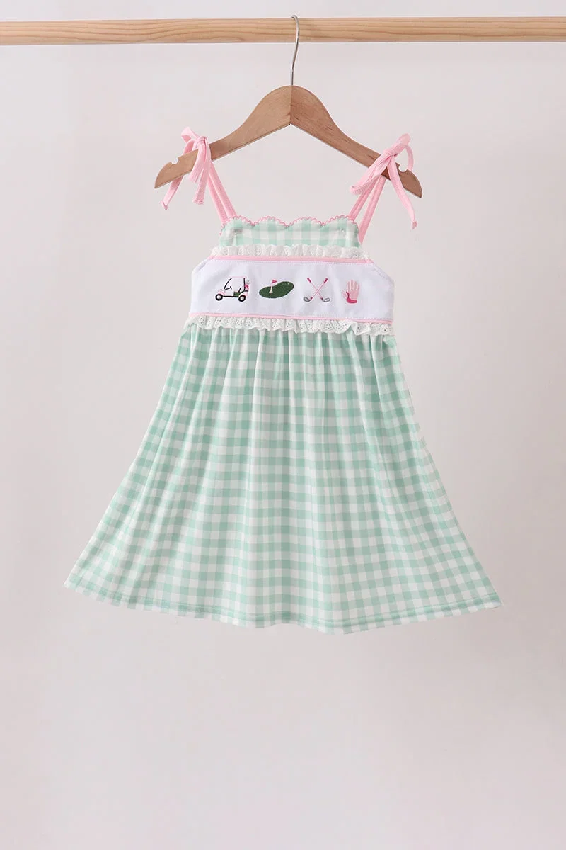 Image of Green Golf Embroidered Dress