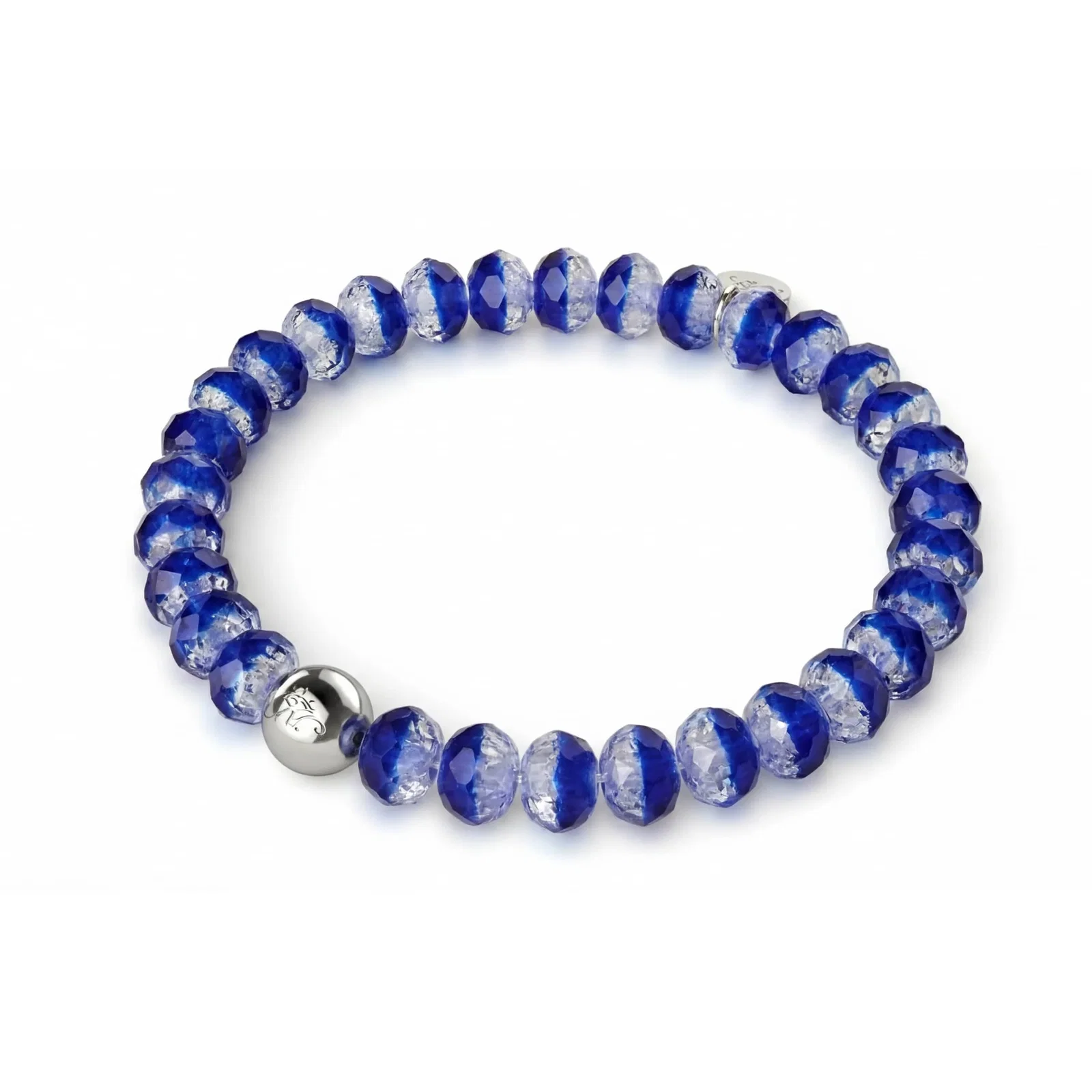 Image of NOGU Lapis Wave | Firefly Glass Diamonds Snow Globe Bracelet in Blue White Silver