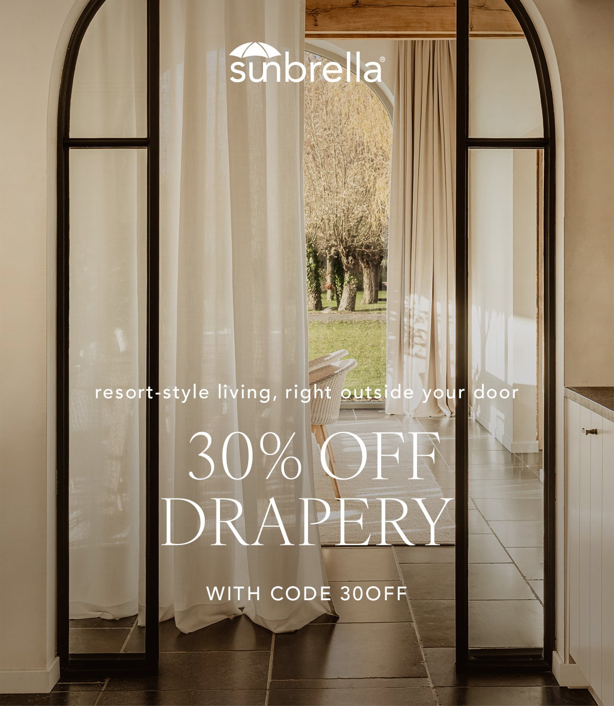 Shop Sunbrella Drapery at 30% off with code 30OFF