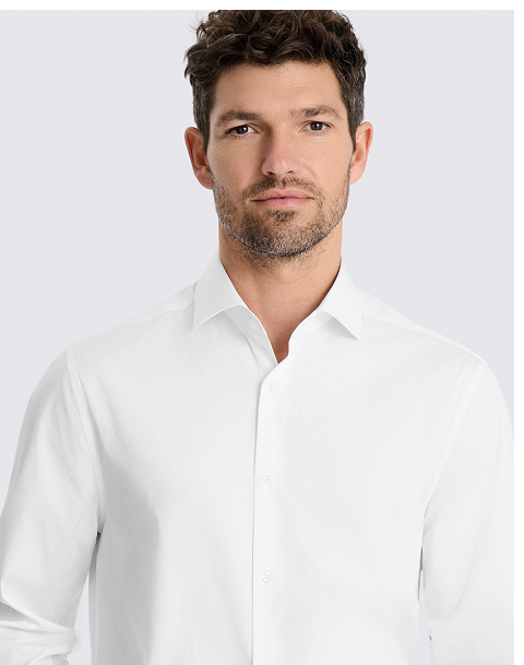 Tailored Fit White Cotton Poplin Shirt