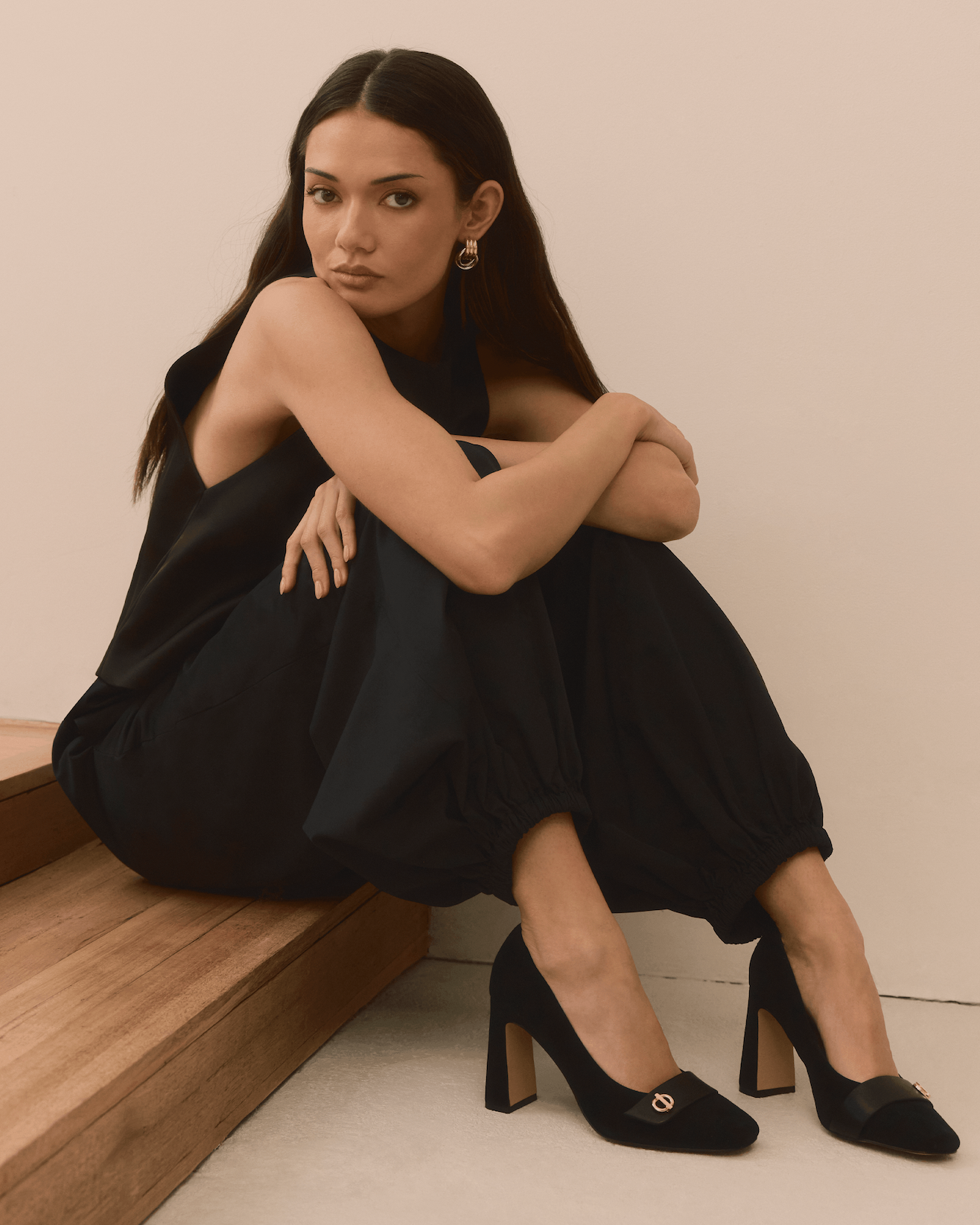 Petra Black Suede Leather Pump
