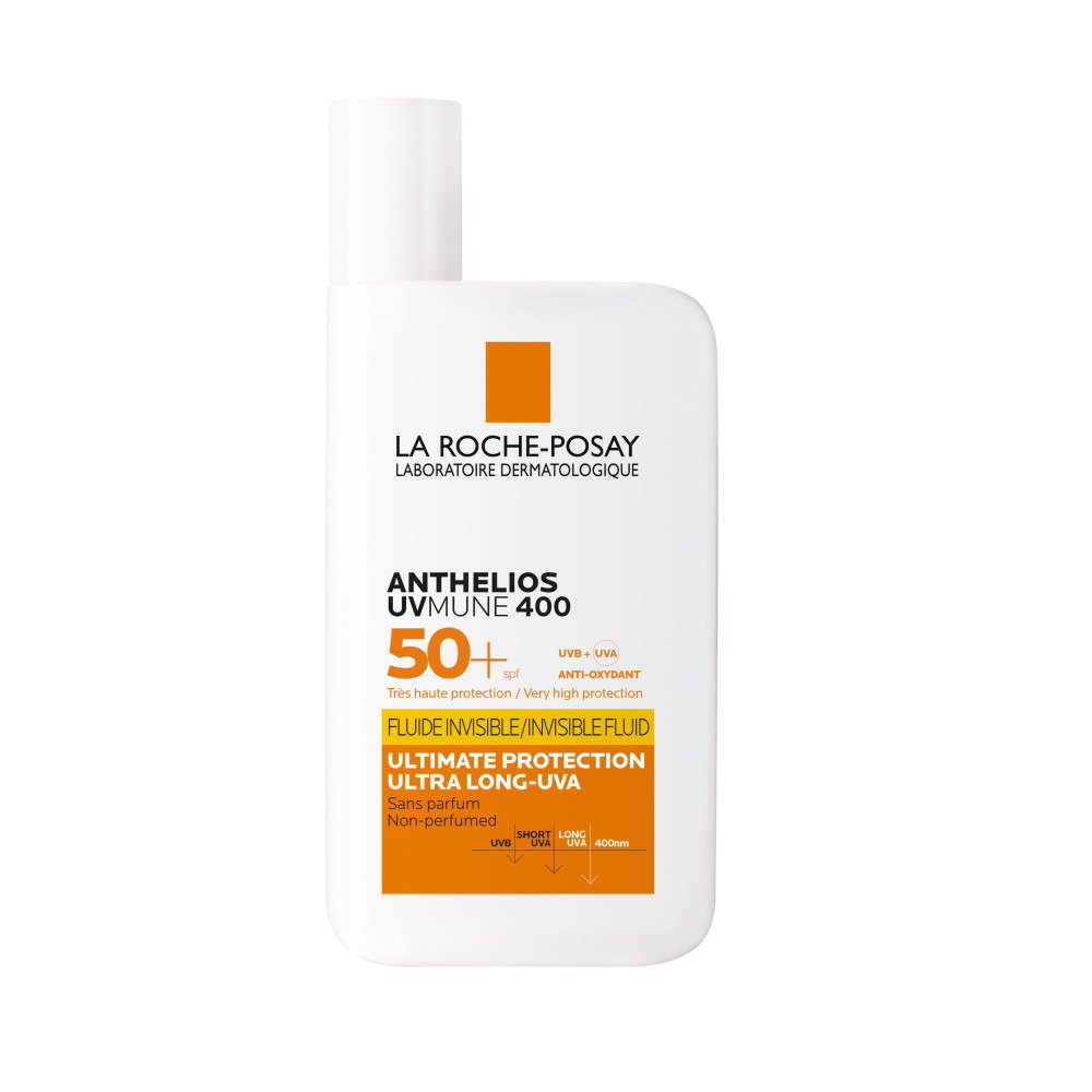 La Roche-Posay Anthelios UVmune 400 SPF 50+ invisible fluid sunscreen, very high broad-spectrum UV protection, non-perfumed