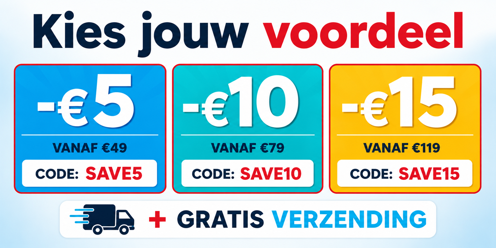 Promotion: choose discount – €5 off orders €49+ code SAVE5, €10 off €79+ code SAVE10, €15 off €119+ code SAVE15; free shipping