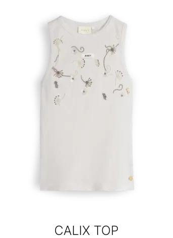 JV-CALIX slim fit top met kralen details - off white