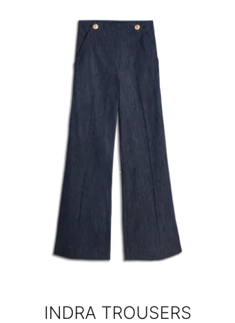 JV-INDRA high waisted wide leg pantalon - dark blue chambray