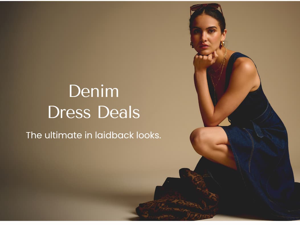 Denim Hitch Hem Everyday Midi Dress In Navy