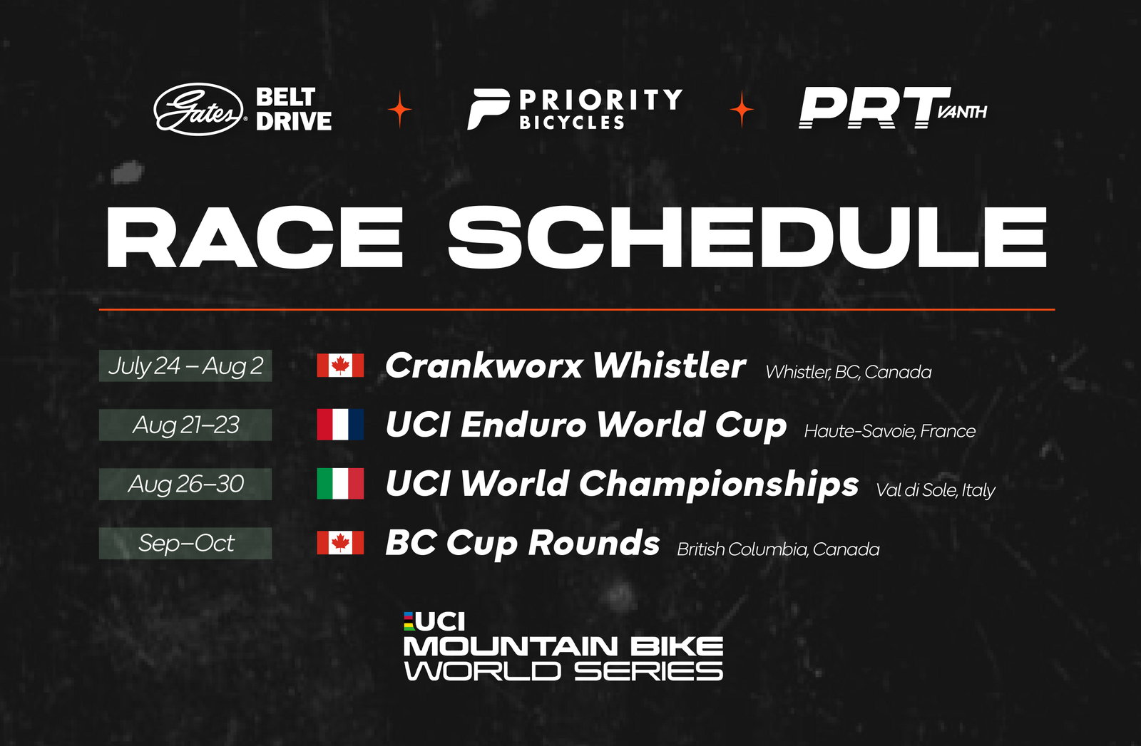 PR Race Schedule