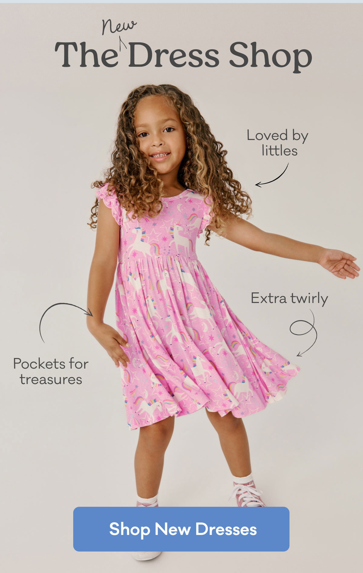The New Dress Shop | Loved by littles | Pockets for treasures | Extra twirly | Shop New Dresses