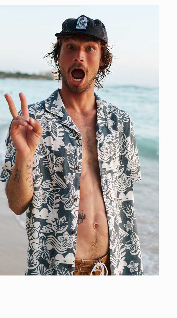 Man in Katin Vincent Shirt at beach