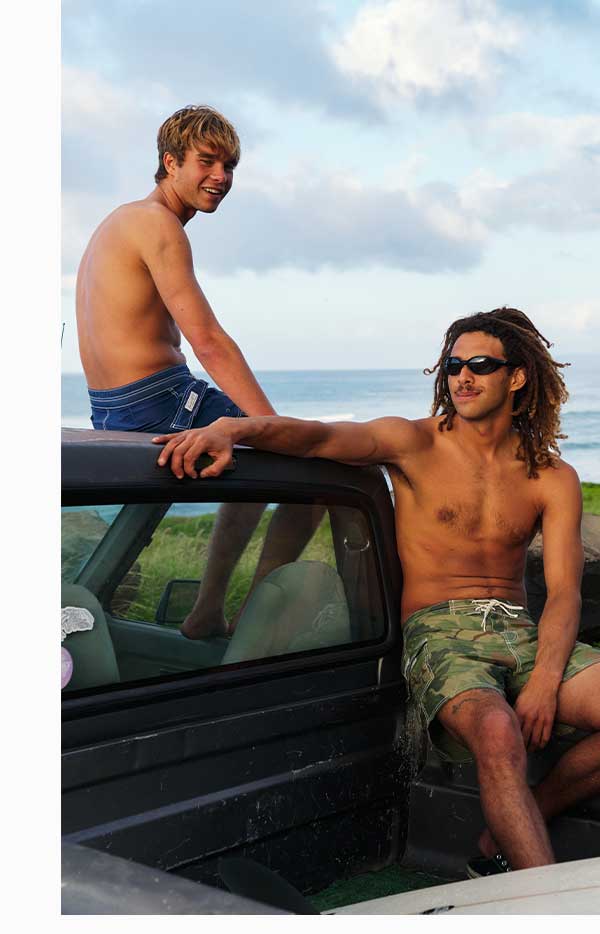 Two men sitting in truck