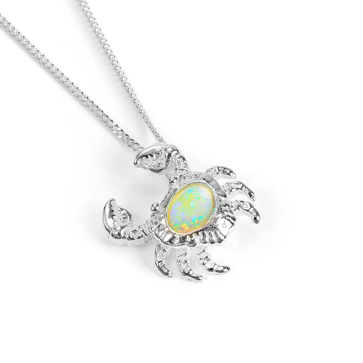 Image of Miniature Crab Necklace in Silver and Ethiopian Opal